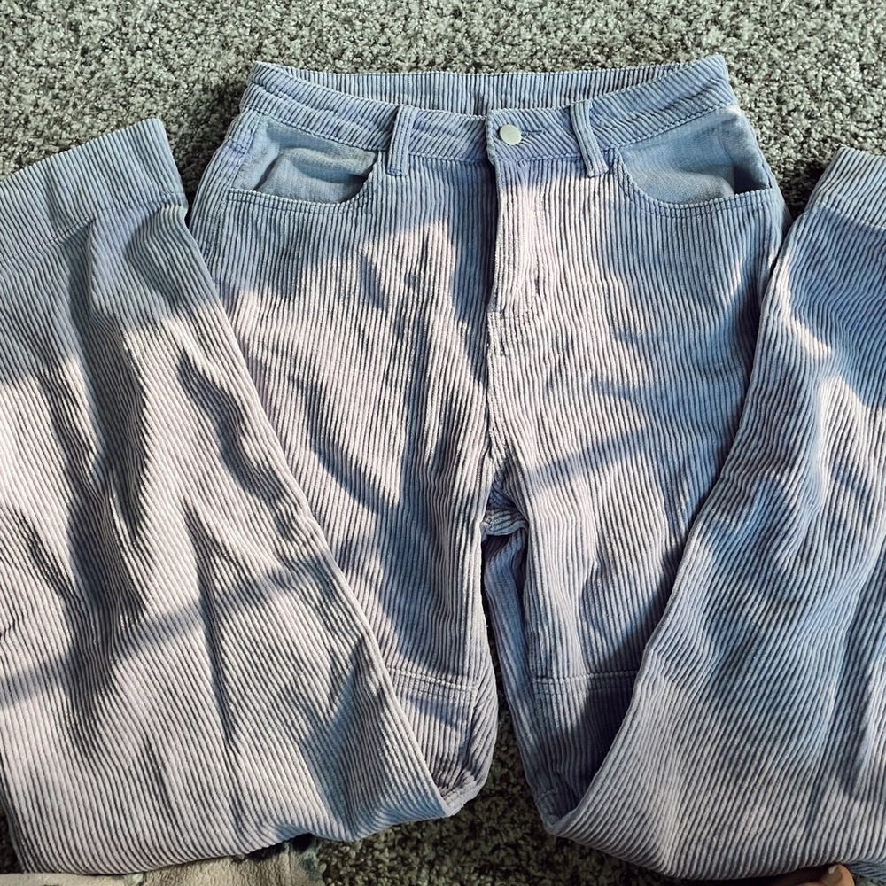 cute purple corduroy wide leg jeans